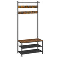 VASAGLE Hall Tree with Bench and Shoe Storage, Entryway Bench with Coat Rack Stand and Shoe Rack, 9 Movable Hooks, Top Bar, Fabric Shelves, Industrial, Rustic Brown and Black UHSR411B01 - color: Rustic Brown + Black, size: 25.2"W