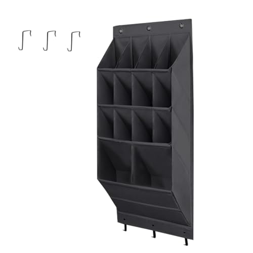 Over the Door Shoe Organizer, 14 Pockets Hanging Shoe Storage Rack with Large Deep Pockets, Oxford 600D Fabric Grey Shoe Storage Rack with 6 hook for Shoes, Slipper,Home Accessories etc - color: Black, size: 14-Grids