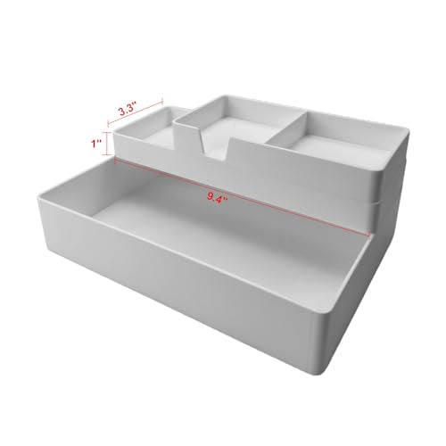 Amazon Basics Rectangular Plastic Desk Organizer, Half Accessory Tray for Office Supplies and Workspace Organization, 9.4" x 3.3" x 1", White (Pack of 2) - color: White, size: 9.4" X 3.3" X 1" (Pack of 2)