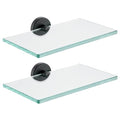 JQK Bathroom Glass Shelf Black, Tempered Glass Shower Storage 8 by 5 inches, 304 Stainless Steel Matte Black Wall Mount 2 Pack, TGS101L8-PB-P2 - color: Matte Black, size: 8 Inch (2 Pack)