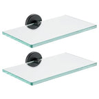 JQK Bathroom Glass Shelf Black, Tempered Glass Shower Storage 8 by 5 inches, 304 Stainless Steel Matte Black Wall Mount 2 Pack, TGS101L8-PB-P2 - color: Matte Black, size: 8 Inch (2 Pack)