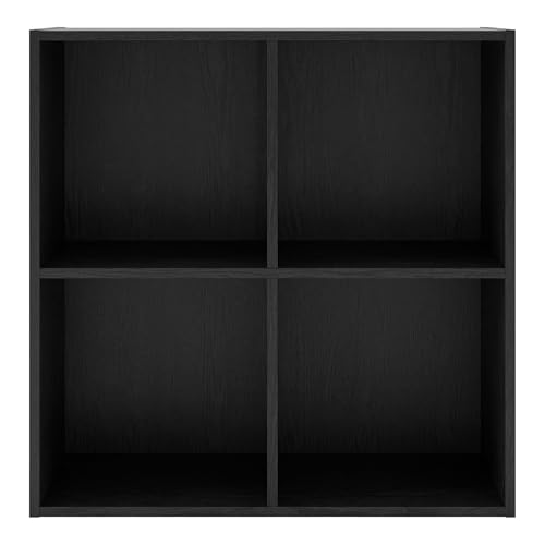 Homes: Inside + Out Apexa 4-Cube Storage Organizer Shelves, Stackable Wood Bookcase Fits Cubby Bins for Organization, Dorm Teen Room Decor & Home Office, Black - color: Black, size: 4-Cube
