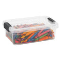 Superio Mini Storage Container Plastic Crayon Box Art Supplies and Sewing Case Stackable Clear Small Organizer for Beads, Stationery, Chalk, and Food, 0.7 Quart - size: 0.7 Quarts