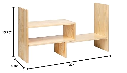 VERGOODR Desktop Organizer Office Storage Rack Adjustable Natural Wood Display Book Shelf Stand Rack Wood Caddy Desk Organizer Set Office Storage Expandable Tabletop - color: Beige