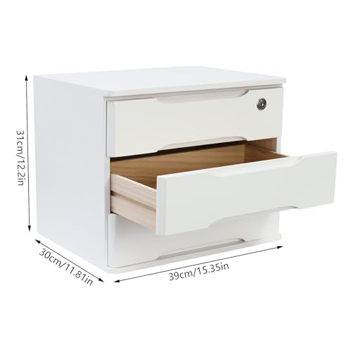 3-Tier Desk Organizer with Lockable Drawers,1 Locks & 2 Keys, Wooden Desktop Storage Box, Categorized Storage Desktop File Cabinet(White) - color: White-3 Tiers