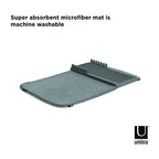 Umbra Udry Dish Rack and Microfiber Drying Mat – Space-Saving Design Folds Up for Easy Storage, Mini Rack, Gray - color: Gray, style: Mini Rack