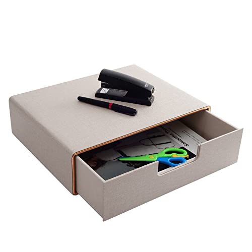 PU Leather Stackable Organizer Drawer,Executive Office Supplies Desktop Filing A4 File Cabinet/Holder for Jewelry/Bill/Paper/Documents/Makeup Home Decor Stationery Storage Box,Beige - color: Beige