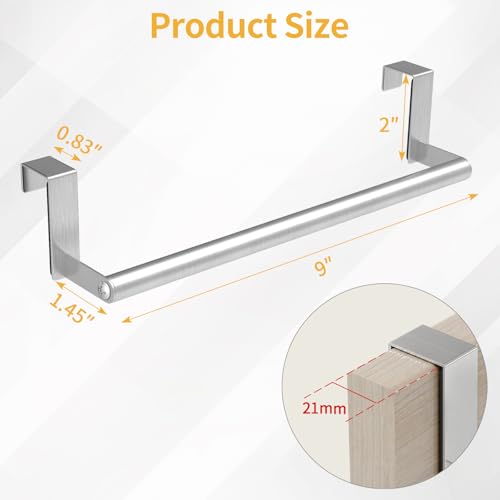 STWWO Over The Door Towel Rack, Kitchen Towel Holder Over Cabinet Door Towel Bar Stainless Steel for Cupboard for Kitchen Dish Towel Holder Hanger, 2 Pack (Brushed Nickel) - color: Brushed Nickel