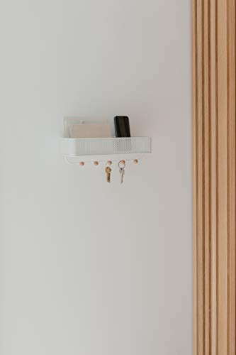 Umbra Estique Entryway Organizer, Great for Storing Keys, Small Accessories, Mail, Wallets and More, Small, White/Natural - size: Small