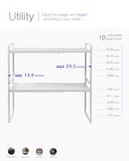 Nxconsu 2 Pack Cabinet Shelf Organizer Stackable 2-Tier, Expandable Width (13.4"–24.8"), 10-Level Adjustable Height, Metal Counter Shelf Riser for Kitchen Cupboard Pantry Under Sink, White, Non-Slip - size: Standard Depth (8.6") - 2 Pack