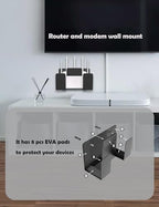 Universal Wall Mount for Laptop/Keyboard/Tablet/Kindle/Router/Modem/Cable Box Wall Shelf Holder Organizer Fit for Electronics Desk Side& Bedside Storage (Black)