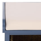 SAFAVIEH Home Collection – Lonan Blue Storage Bench with Seat Cushion, 3 Basket Drawers, Coastal Farmhouse Entryway Design (AMH5733H) - color: Blue