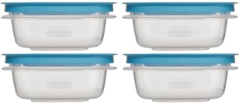 Rubber maid 1.25 Cup Flex & Seal Leak Proof Lids Food Storage Container Set, Teal, Clear Meal Prep Flex Containers, 4 Piece Bundle Set - size: 1.25 Cup