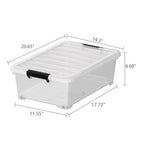 20 Quart Plastic Under Bed Storage Containers, Latching Storage Boxes with Wheels, Clear Under Bed Storage Bins, 4 Pack - size: 20 Quart