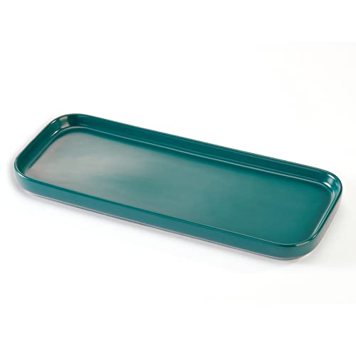 Ceramic Bathroom Tray,Kitchen Sink Organizer Tray,Cosmetics Holder (Blackish Green) - color: Blackish Green