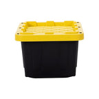Plastic 5-Gallon Storage Tote with Lockable Lid, Stackable Tough Regular-Duty Bin for Garage, Tools, and Home Organization (2-Pack) - Black and Yellow - size: 5-Gallon (2-Pack)