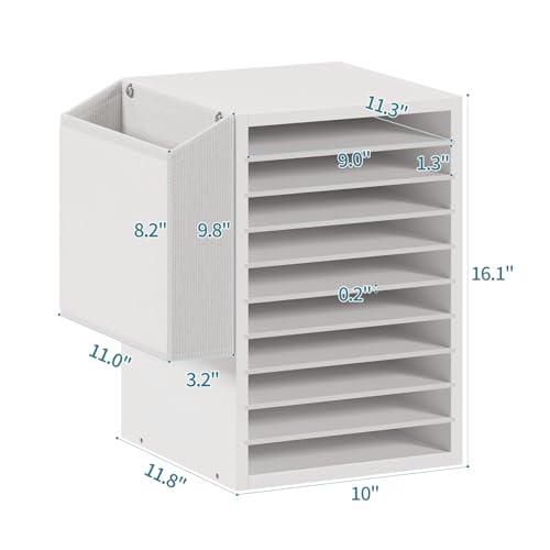 Unionly Office Mail Sorter, Wooden Paper Organizer with Storage Bag, 10 Tier Adjustable Classroom Mailbox, Removable Classroom Organization, Teacher Desk Organization for Office, Study, White - color: White, size: 10 Slots