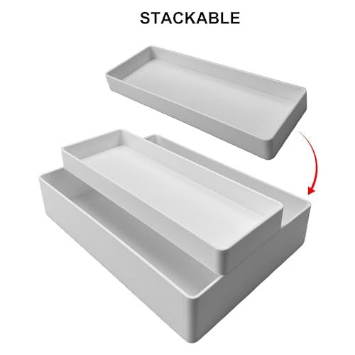 Amazon Basics Rectangular Plastic Desk Organizer, Half Accessory Tray for Office Supplies and Workspace Organization, 9.4" x 3.3" x 1", White (Pack of 2) - color: White, size: 9.4" X 3.3" X 1" (Pack of 2)