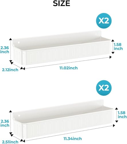 Nieifi Spice Rack Wall Mount, Spice Organizer for Spice Jars, Screw or Adhesive Hanging Organizer for Kitchen Cabinet or Pantry Door, 4 Pack, White, ABS Plastic - color: White