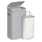 SONGMICS Laundry Basket, 26.4 Gal. Laundry Hamper, Easy Assembly, with Lid and Handles, Removable Liner, 16.5 x 12.6 x 29.5 Inches, Dove Gray ULCB811GD01 - color: Dove Gray, size: 100 L (1-Section)