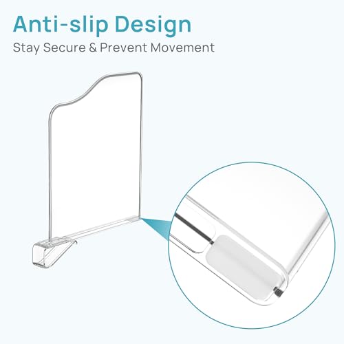 Vtopmart 8 Pack 12in Height Shelf Dividers for Closet Organization, Clear Plastic Closet Shelf Dividers of Upgrade Height for Maximizing Vertical Space Storage, Organizing Sweater, Jeans, Shirts, Bags