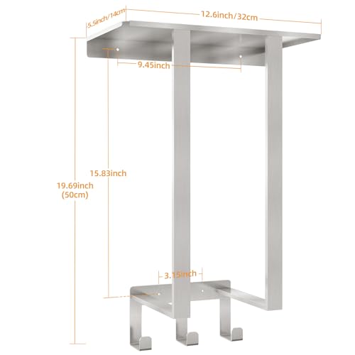 Towel Racks for Bathroom, BETHOM Towel Rack Wall Mounted with Shelf and 3 Hooks, Towel Storage for Small Bathroom for Rolled Bath Towels, Brushed Nickel - color: Brushed Nickel, size: Square Tube