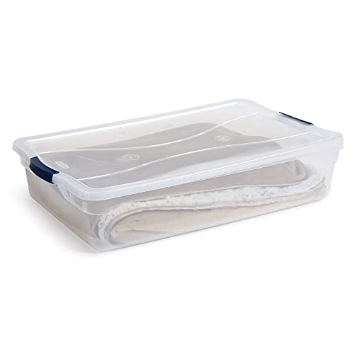 Rubbermaid Cleverstore 42 Quart Stackable Plastic Storage Bin with Lids for Garage, Closet, and Classroom, Clear, 4 Pack - size: 42 Qt - 4 Pack