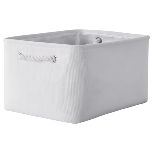 TheWarmHome Fabric Storage Bin, Large 1 Pack 15.7L*11.8W*8.3H Storage Basket for Home Storage and Organization, Shelf Basket with Cover for Living Room Bedroom Closet（White - color: White Color, size: Large - 15.7Lx11.8Wx8.3H
