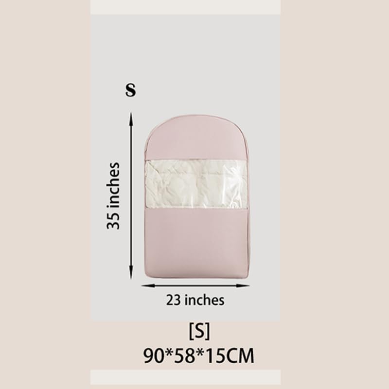 Space Saving Hangable Garment Bag with Self Compression Zipper - Organizer for Closet(Pink，S) - color: Pink, size: S