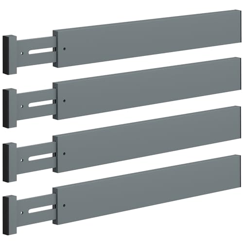 4 PCS Drawer Divider, 17"-22" Adjustable Bamboo Drawer Dividers Organizers, Expandable Separators for Kitchen, Clothes, Dressers, Home, Office, Gray - color: Gray