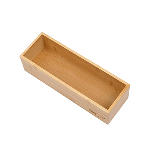PRATIQUE Bamboo Drawer Organizer - Kitchen Utensil Organizer Silverware Tray Cutlery Holder，Office Desk Supplies and Accessories (8.9x3x2.6 inch) - color: Bamboo, size: 8.9*3*2.6 inch
