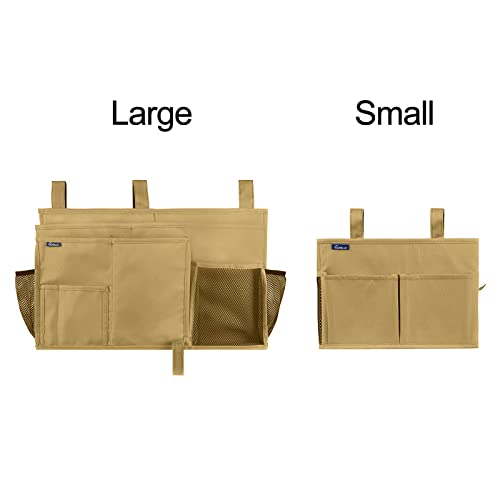 Surblue Bedside Caddy Hanging Organizer Bedside Storage Bag for Bunk and Hospital Beds (Small, Khaki) - color: Khaki, size: Small