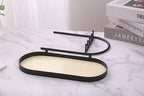 Shinpuru Metal Jewelry Organizer Stand & Key Holder Tray with Acrylic Base, Key Stand and Jewelry Tray with 5 Hooks, Perfect Key Bowl, Valet Tray, Ring Holder, Jewelry Dish (Matt Creamy) - color: Matt Creamy
