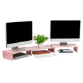 Mind Reader Dual Monitor Stand, Desktop Organizer, Laptop Riser, Office, MDF, 51.25"L x 9.25"W x 4.75"H, Pink - color: Pink