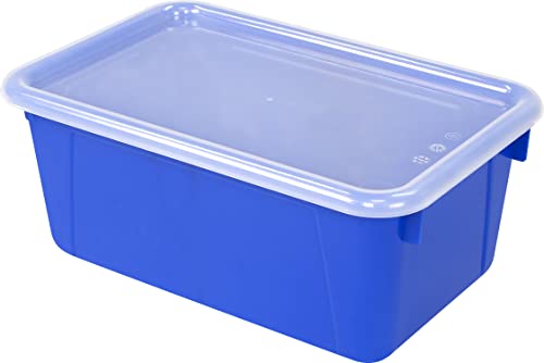 Storex Small Cubby Bins – Plastic Storage Containers for Classroom with Non-Snap Lid, 12.2 x 7.8 x 5.1 inches, Assorted Colors, (62406U05C) (Pack of 5) - color: Assorted Primary Colors, style: Bin with Cover