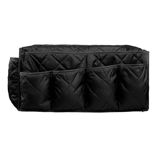 Sofa Armrest Organizer Couch Caddy Pouch Anti-Slip Armchair Bedside Hanging Organizer with 14-Pocket for Tablets, Phones, Books, Magazine, TV Remote Control Holder - color: Black