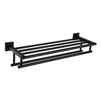 KOKOSIRI Bath Towel Rack with Double Towel Bars Bathroom Towel Shelf 24 Inch Towel Holder Wall Mounted Stainless Steel, Matte Black, B6005BK-L24 - color: Matte Black, size: 24 Inch