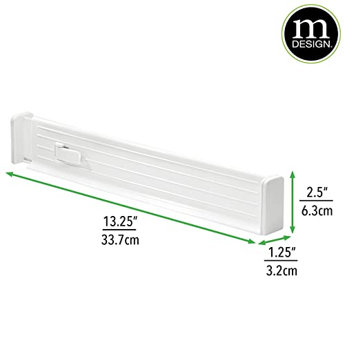 mDesign Expandable Dresser Drawer Divider with Foam Ends, Drawer Divider Locks in Place, Separators for Clothing and Accessories in Closet or Dresser Drawer, Ligne Collection, 4 Pack, White
