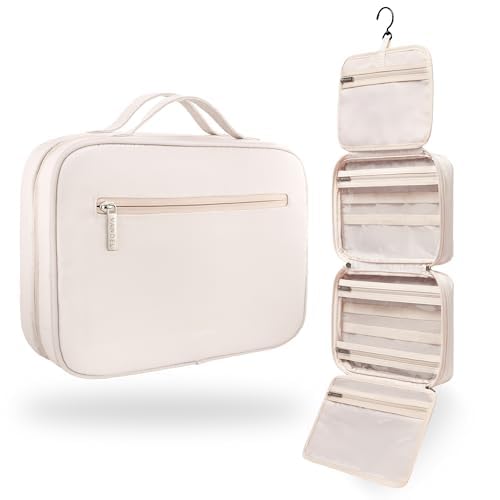 VANDEL Waterproof Hanging Toiletry Bag [TSA-Approved] Hanging Makeup Organizer Bag, Cosmetic Travel Bags for Women, Makeup Case Toiletries Organizer Hygiene Bathroom Shower Caddy - Sand - color: Sand