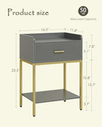 Nightstand,3-Tier Modern Night Stand,Bedside Table with Storage Drawer and Shelf,Small Side Table for Bedroom,Living Room,Gray - color: Grey