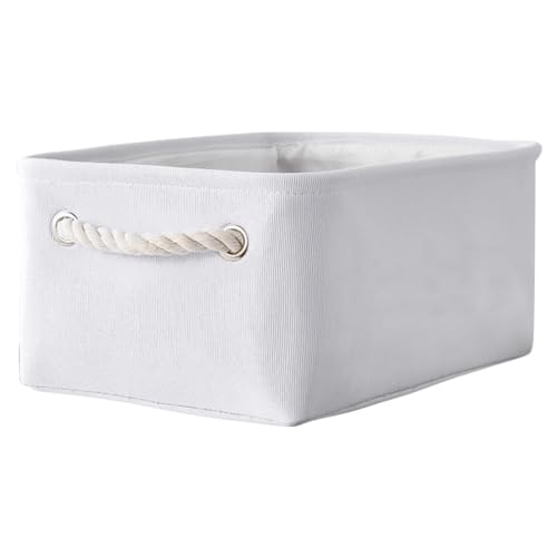 TheWarmHome Storage Basket for Gifts Empty - 11.8x7.8x5.2 inch 1 Pack Fabric Storage Cubes, Nursery Organizers and Storage for Closet Cloth Toy Book (White) - color: White Color, size: Small -11.8Lx7.9Wx5.2H