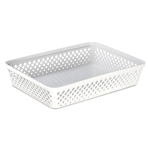 Glad Plastic Storage Basket Set - Multipurpose Drawer Trays, Kitchen Pantry Containers, and Bathroom Bins - 3 Pack Large Organizers, White - color: White, size: Large