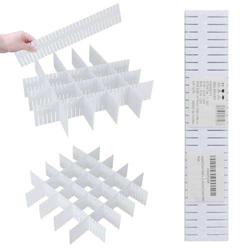 ALBAD Plastic Drawer Dividers Adjustable Drawer Organizer Dividers Separator for Tidying Clutter/Cutlery/Underwear/Socks/Clothes/Dresses/Boxes/Bins in Kitchen Bathroom Bedroom Office (8) - color: White, size: 8
