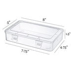 Kingrol 12 Pack Clear Plastic Storage Containers with Lids, 8 x 5 x 1.75 Inch Empty Hinged Boxes, Stackable Organizer Boxes for Home, Office, Craft Supplies