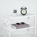 HOOBRO Small Narrow Side Table with Charging Station, Skinny End Table for Small Spaces, Slim Nightstand with USB Ports Outlet, Sofa Beside Table with Storage Shelf, White WT102UBZ01 - color: White