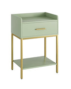 Nightstand,Modern Bedside Table Night Stand with Storage Drawer and Open Shelf,Small End Side Table for Bedroom,Living Room,Green - color: Green