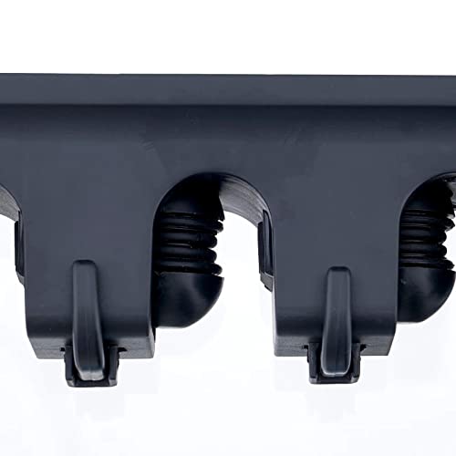 Superio Mop and Broom Holder Wall Mount (Black) Cleaning Tools Wall Organizer, 5 Rack Slots and 6 Hooks for Kitchen Closet Garage Garden and Office - color: Black, size: Large, 1-pack