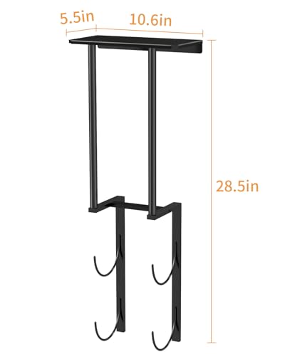 Towel Racks for Bathroom, Bathroom Towel Rack Wall Mounted with 2 Tiers Rolled Towel Holder, Towel Storage can Holds 3 Large Rolled Towels, Black - color: Black, size: 28 IN