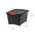 IRIS USA 32 Qt Stackable Plastic Storage Bins with Lids, 6 Pack - BPA-Free, Made in USA - Garage Organizing Solution, Latches, Durable Nestable Containers, Secure Pull Handle - Black - size: 32 Qt, style: 6 Pack