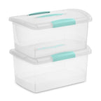 Sterilite Medium Nesting ShowOffs, Stackable Small Storage Bin with Latching Lid and Handle, Plastic Container to Organize Home, Clear, 30-Pack - size: Medium, style: 30-Pack